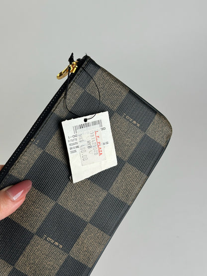 Porte-carte d'identité vintage Fendi en cuir noir marron