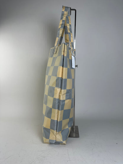 Vintage Comme des Garçons Checkerboard Nylon Tote Light Yellow Grey