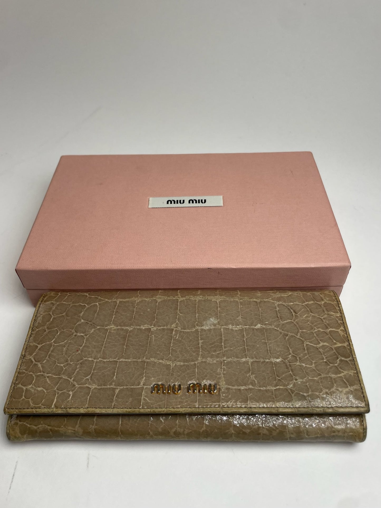 Vintage Miu Miu crocodile Emblossed Leather Wallet Brown