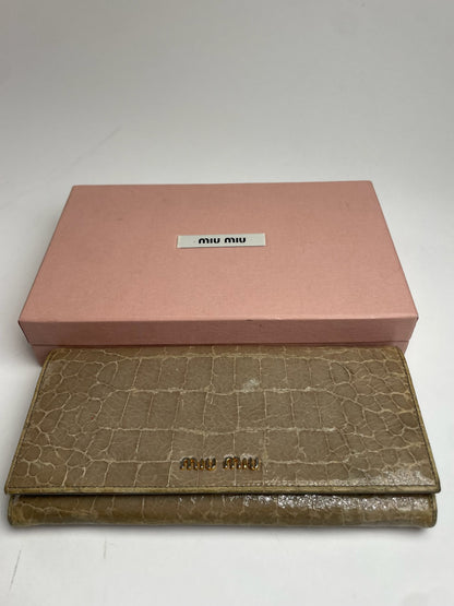 Vintage Miu Miu crocodile Emblossed Leather Wallet Brown