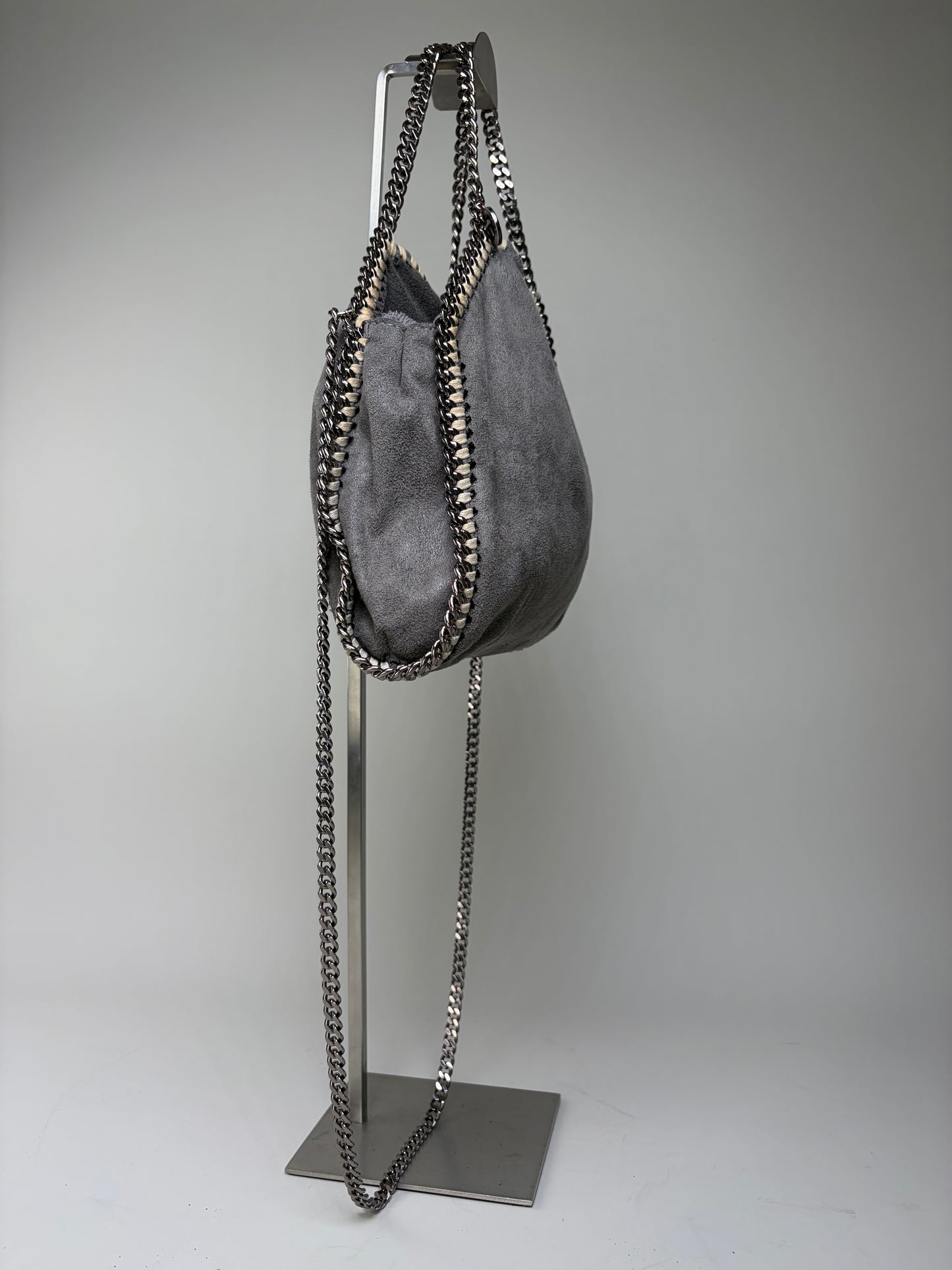 Vintage Stella Mc Cartney Chain-Trim Hobo Bag Grey Beige