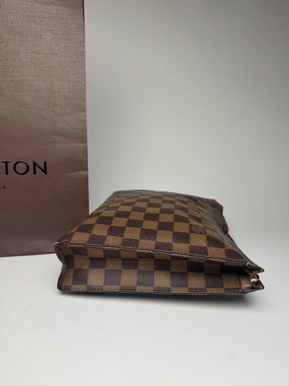 Vintage Louis Vuitton Damier Monogram Leather Clutch Brown
