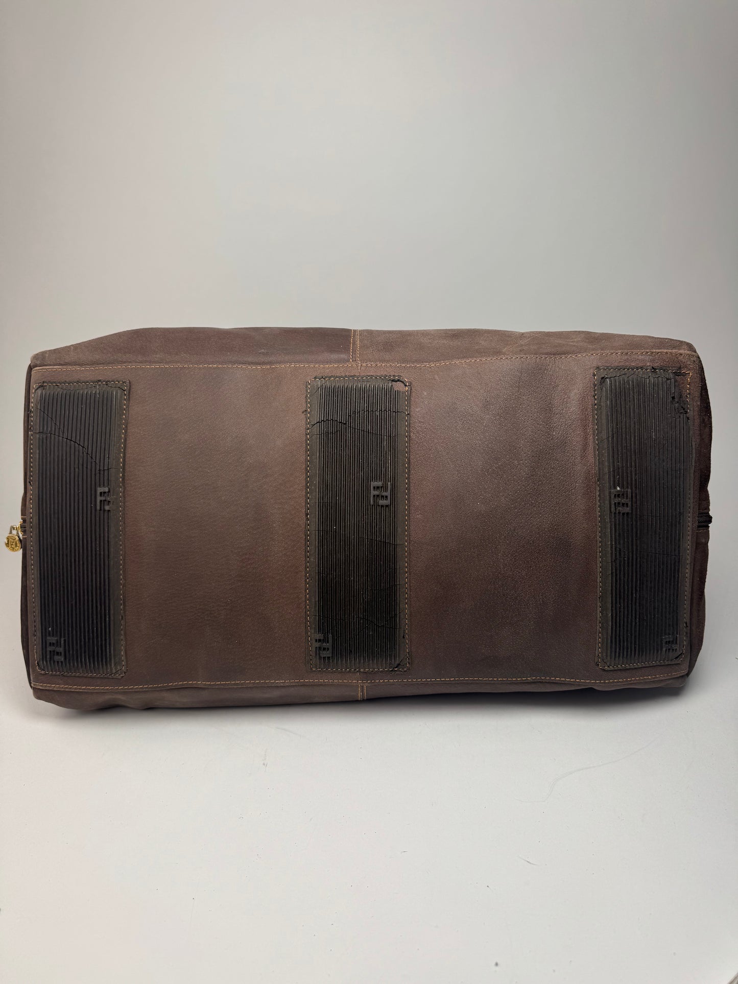 Vintage Fendi Roma Suede Leather Travel Bag Brown