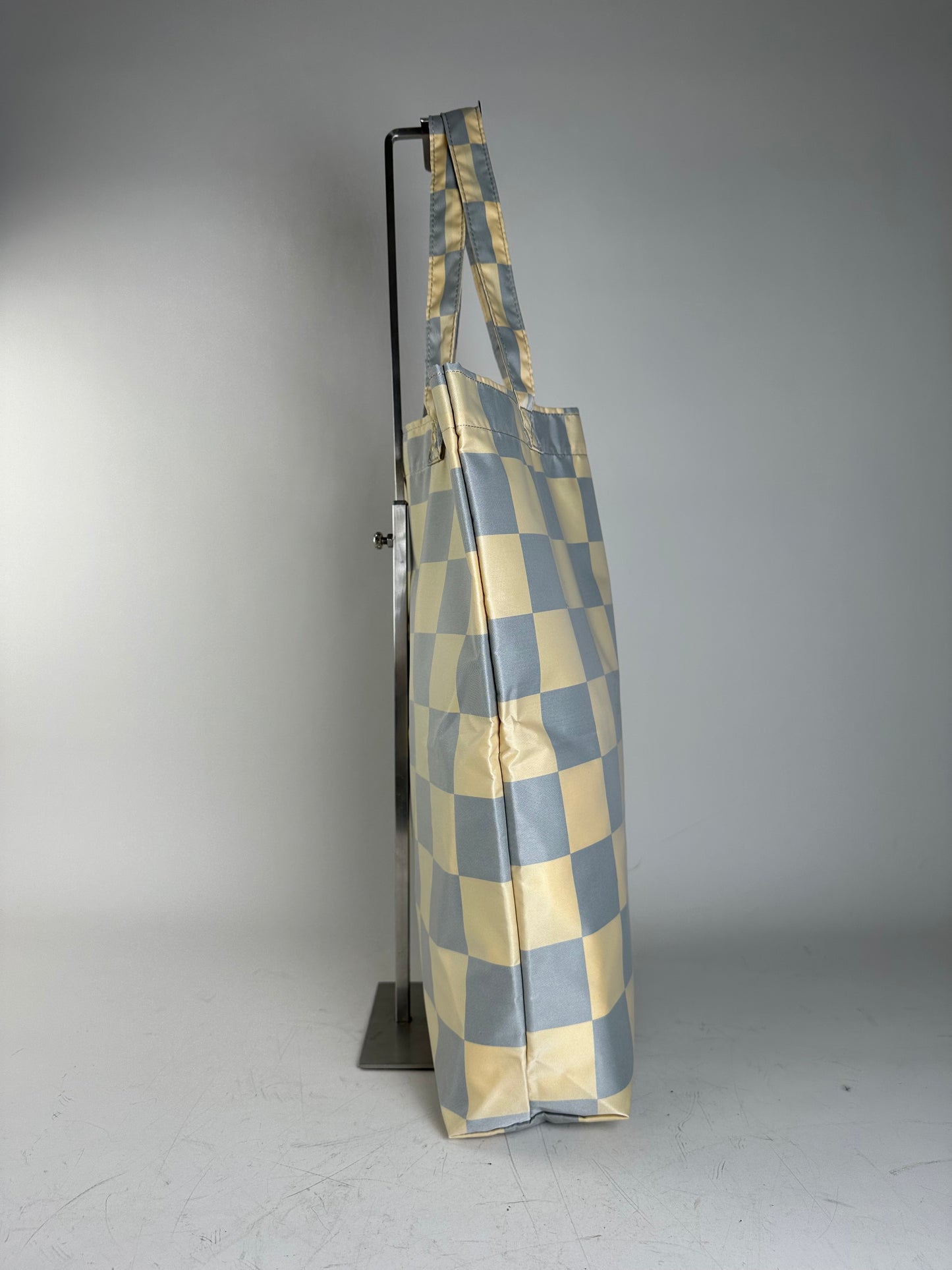 Vintage Comme des Garçons Checkerboard Nylon Tote Light Yellow Grey
