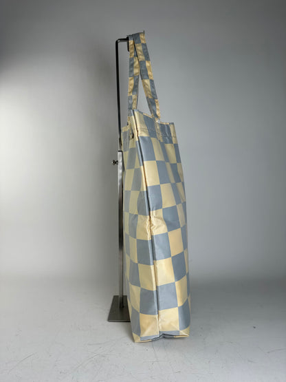 Vintage Comme des Garçons Checkerboard Nylon Tote Light Yellow Grey