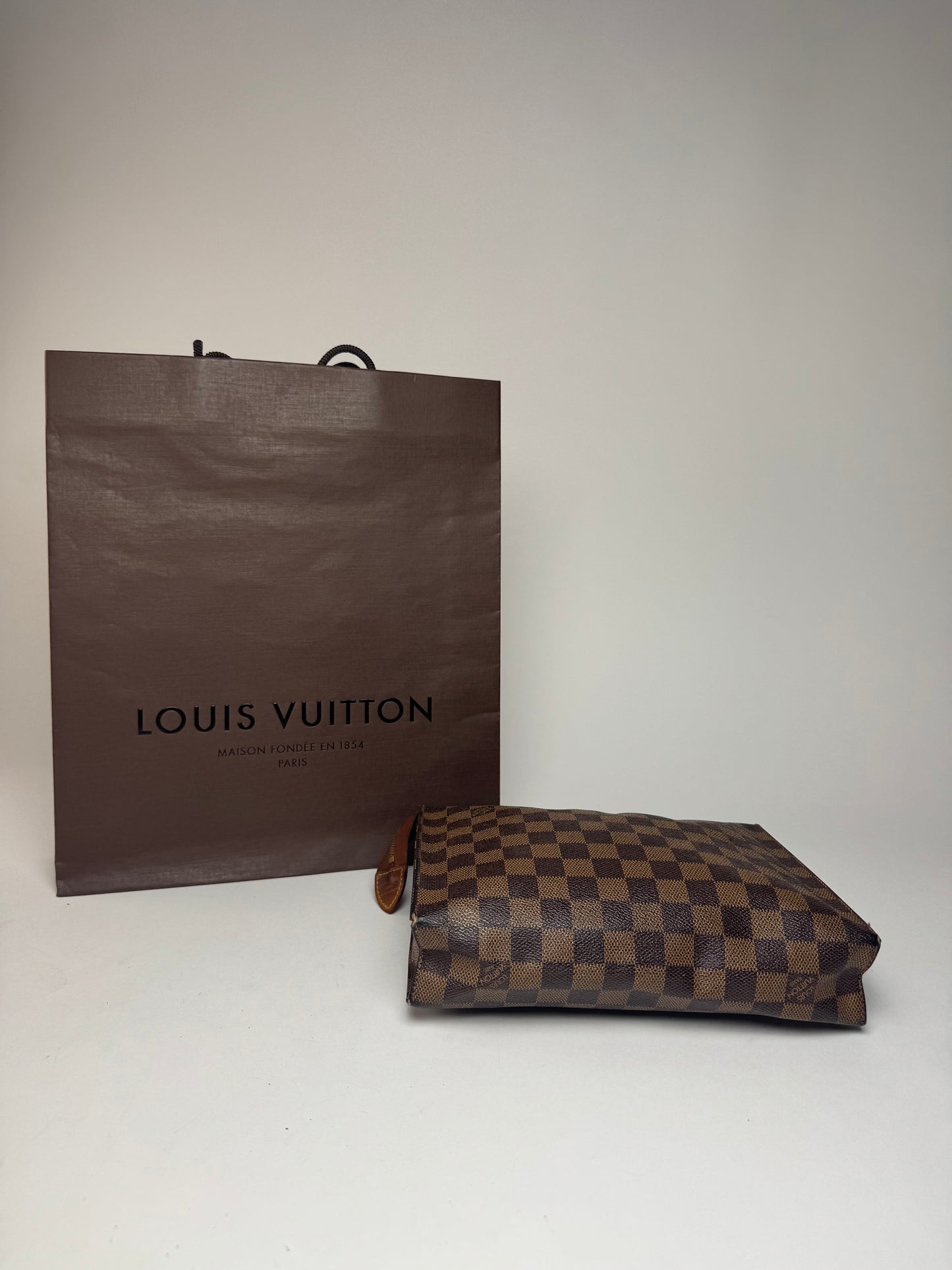 Vintage Louis Vuitton Damier Monogram Leather Clutch Brown