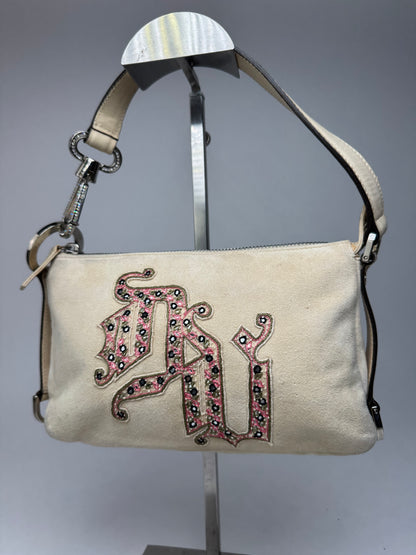 Vintage Versace suede bag beige pink