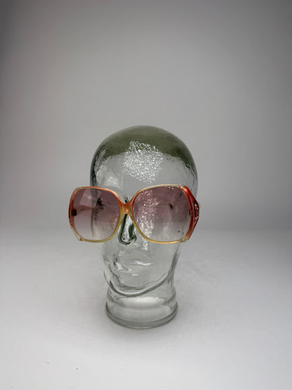 Vintage Yves Saint Laurent Oversized Sunglasses Beige Red