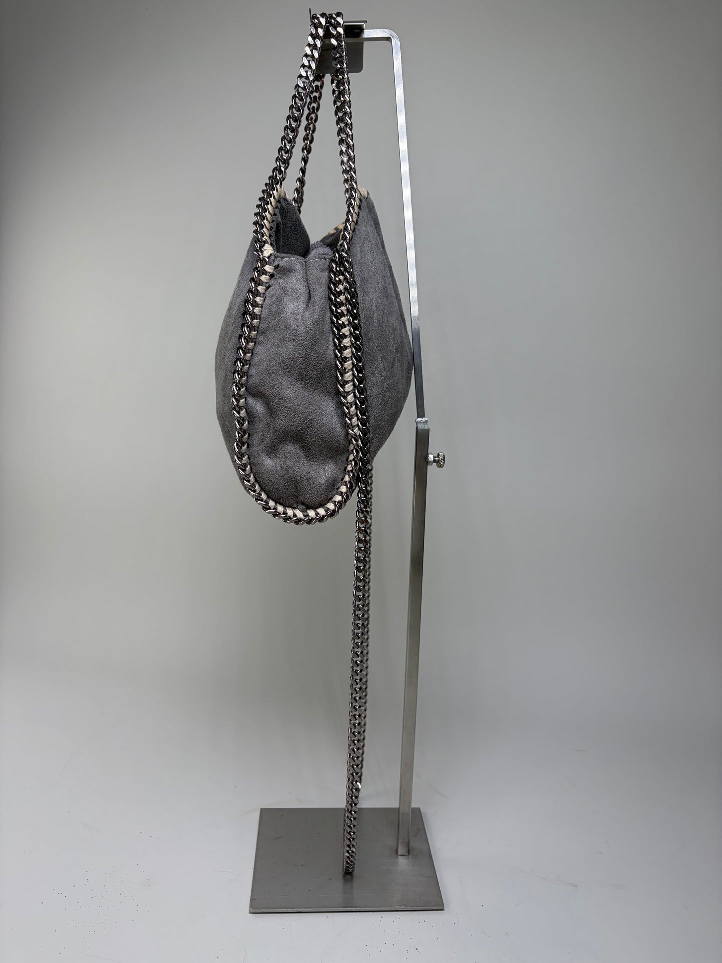 Vintage Stella Mc Cartney Chain-Trim Hobo Bag Grey Beige