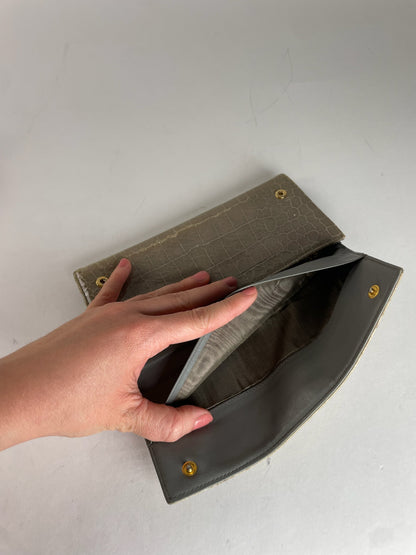 Vintage Miu Miu crocodile Emblossed Leather Wallet Brown