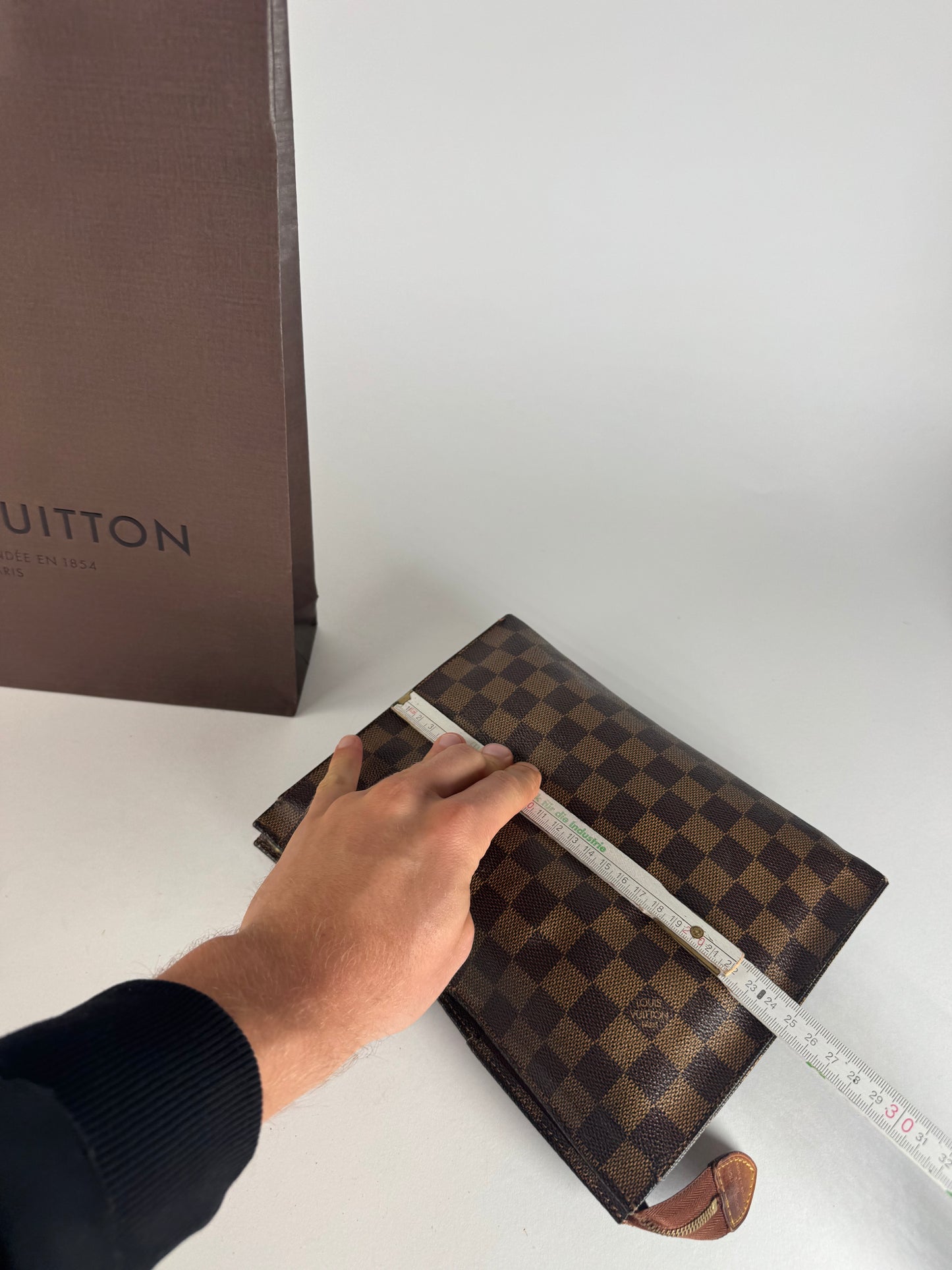 Vintage Louis Vuitton Damier Monogram Leather Clutch Brown