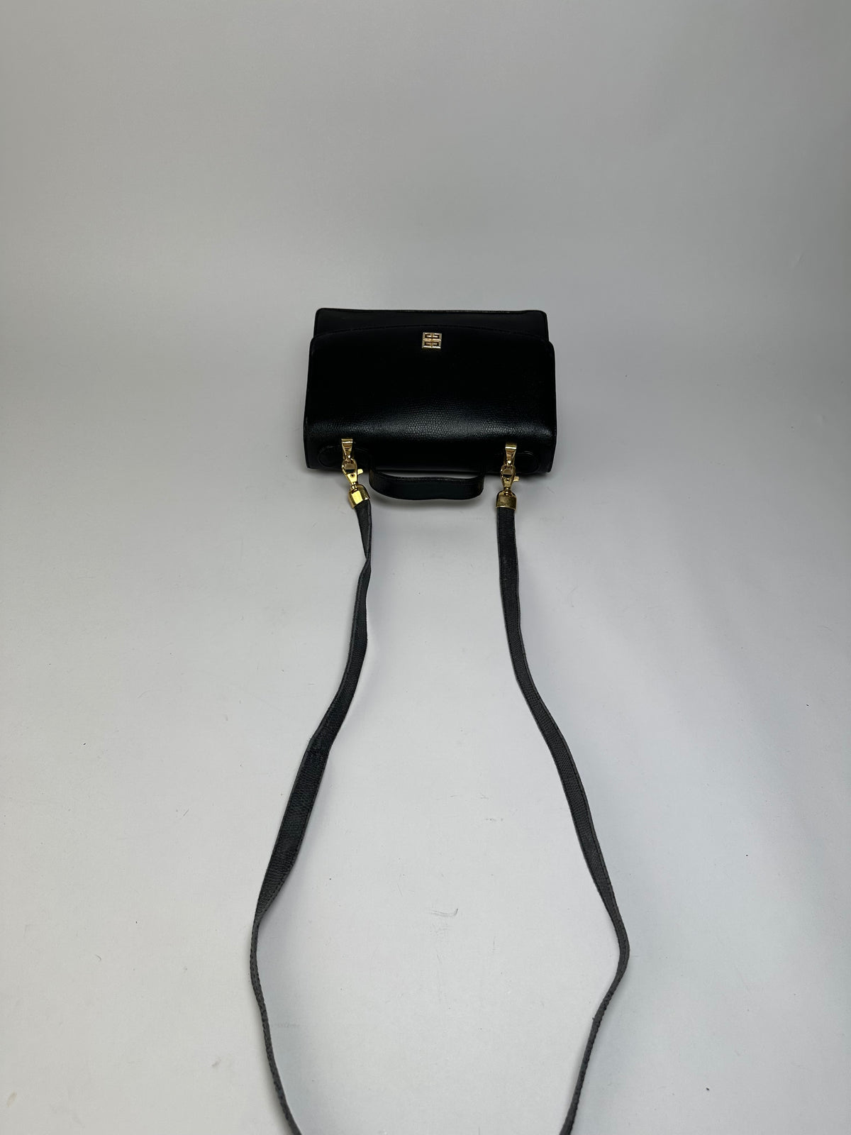 Vintage Givenchy 4G Logo Pebbled Leather Top-Handle Bag c. Late 1970s Black