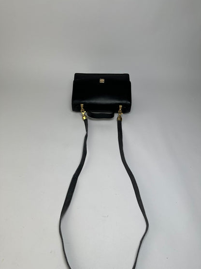 Vintage Givenchy 4G Logo Pebbled Leather Top-Handle Bag c. Late 1970s Black