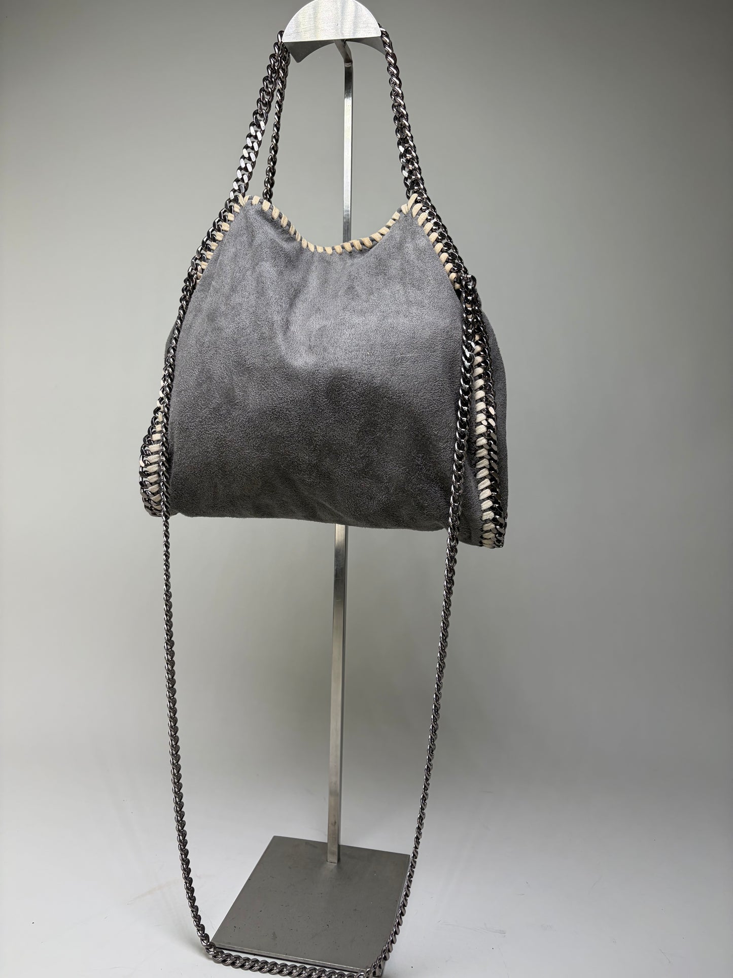 Vintage Stella Mc Cartney Chain-Trim Hobo Bag Grey Beige