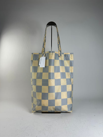 Vintage Comme des Garçons Checkerboard Nylon Tote Light Yellow Grey