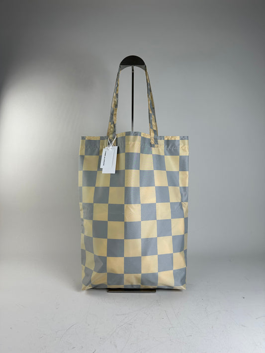 Vintage Comme des Garçons Checkerboard Nylon Tote Light Yellow Grey