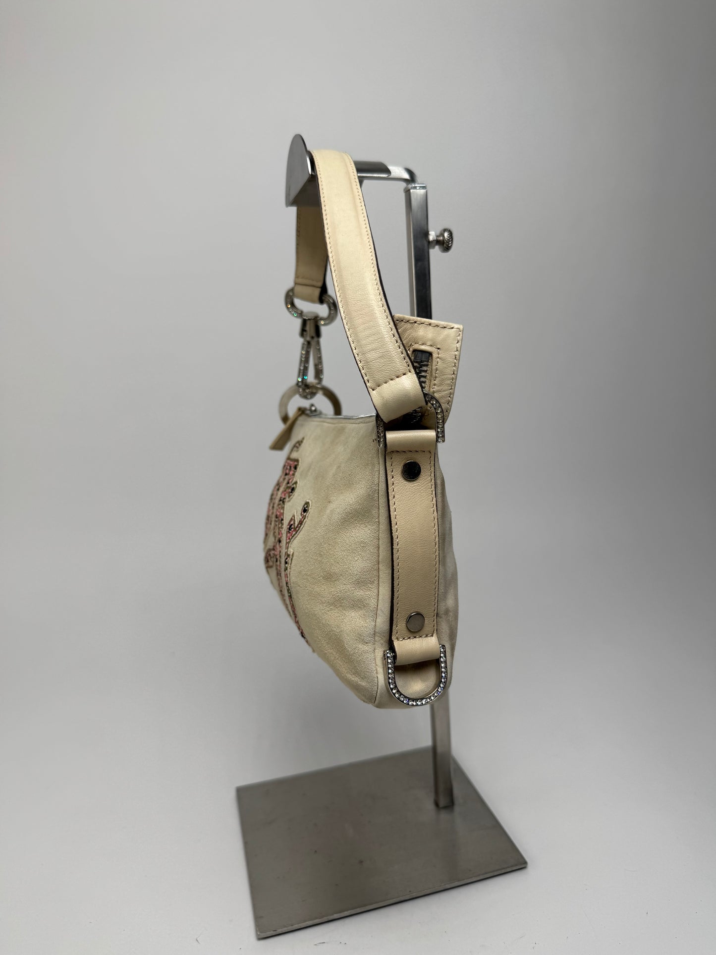 Vintage Versace suede bag beige pink