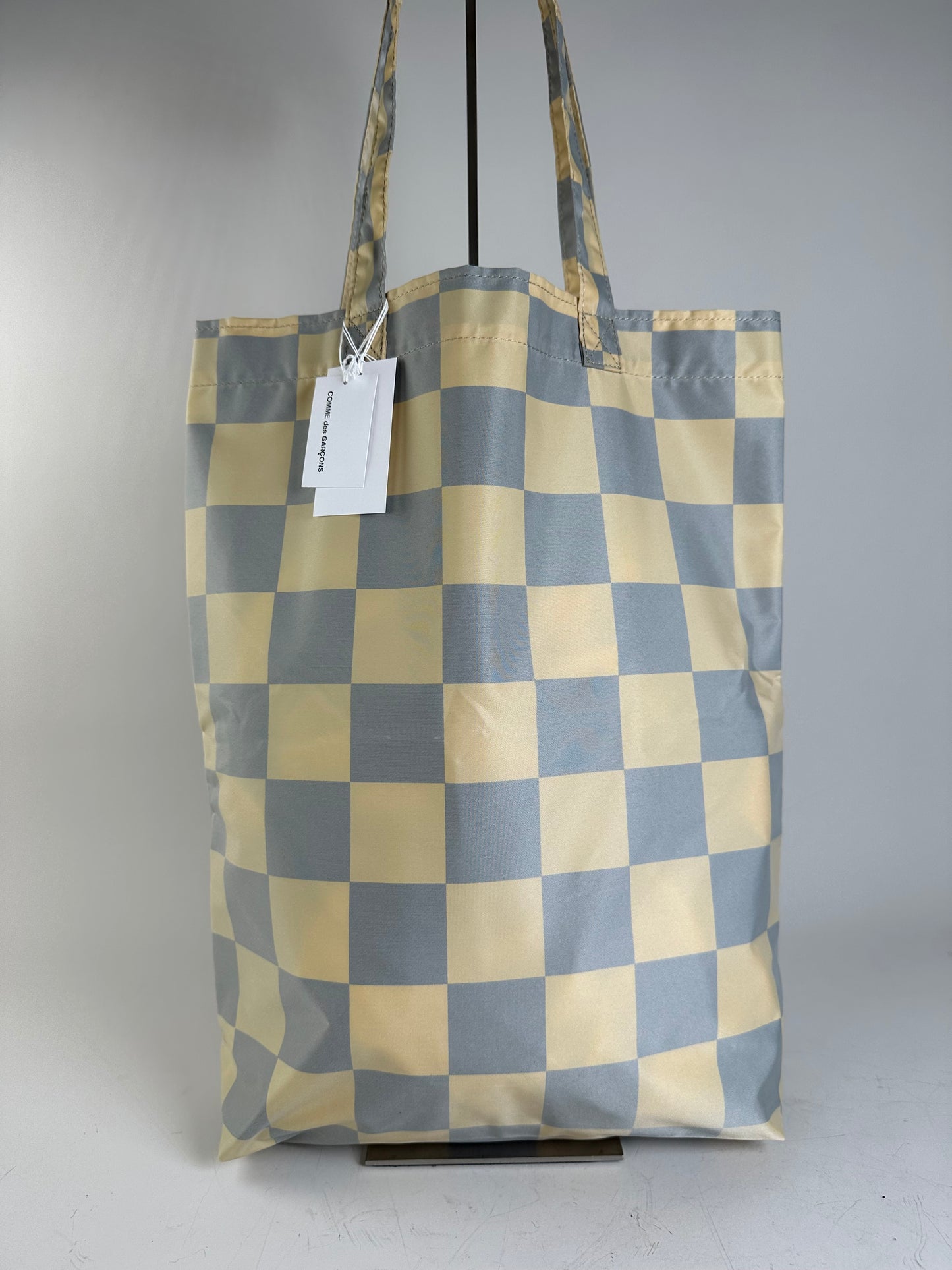 Vintage Comme des Garçons Checkerboard Nylon Tote Light Yellow Grey