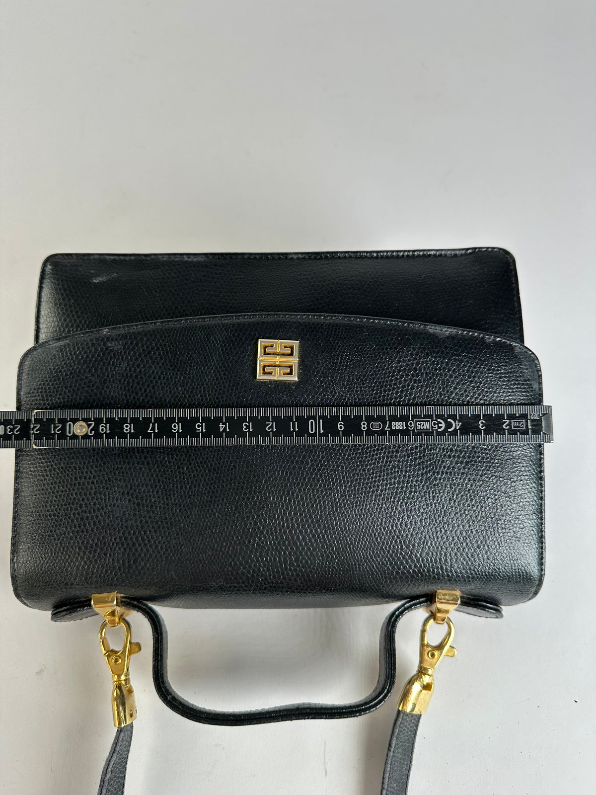 Vintage Givenchy 4G Logo Pebbled Leather Top-Handle Bag c. Late 1970s Black