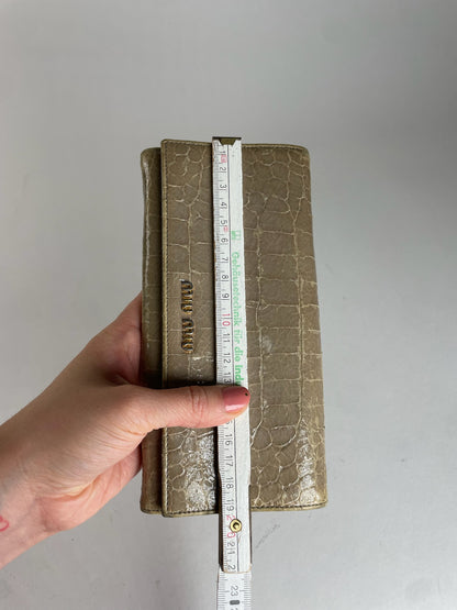 Vintage Miu Miu crocodile Emblossed Leather Wallet Brown