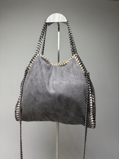 Vintage Stella Mc Cartney Chain-Trim Hobo Bag Grey Beige