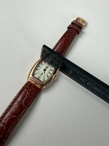 Vintage Givenchy Leather Strap Watch White Brown Gold