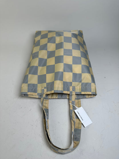 Vintage Comme des Garçons Checkerboard Nylon Tote Light Yellow Grey