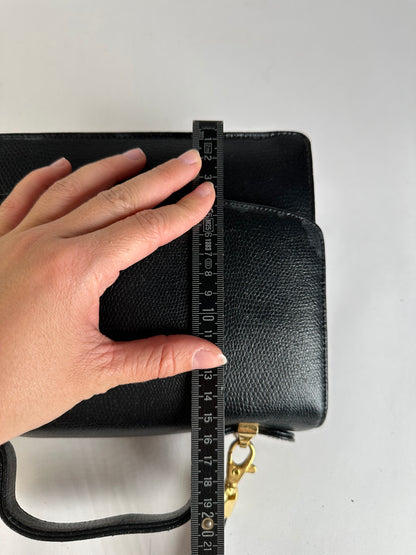 Vintage Givenchy 4G Logo Pebbled Leather Top-Handle Bag c. Late 1970s Black