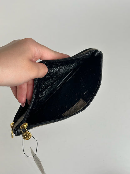 Porte-carte d'identité vintage Fendi en cuir noir marron