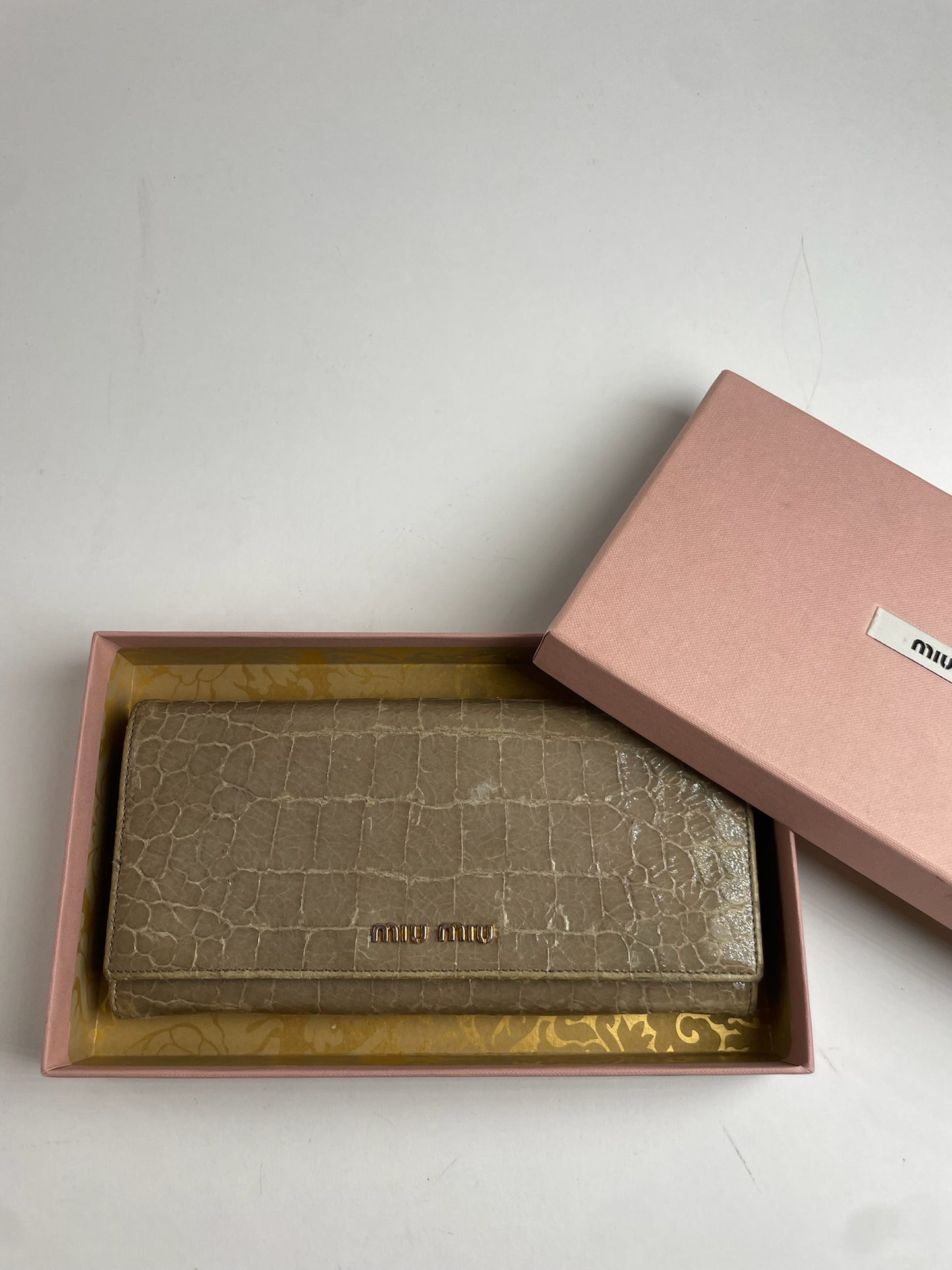 Vintage Miu Miu crocodile Emblossed Leather Wallet Brown