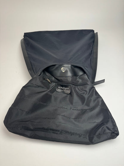 Vintage  Salvatore Ferragamo Leather Neoprene Triangle Handbag Black