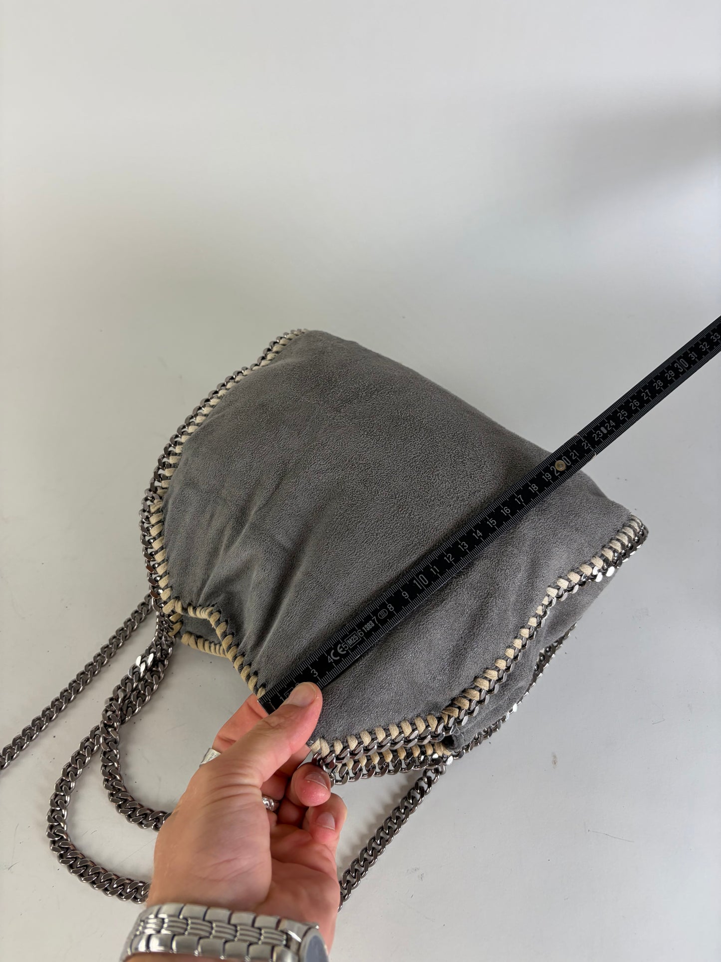 Vintage Stella Mc Cartney Chain-Trim Hobo Bag Grey Beige