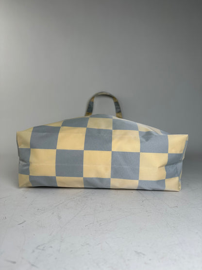 Vintage Comme des Garçons Checkerboard Nylon Tote Light Yellow Grey