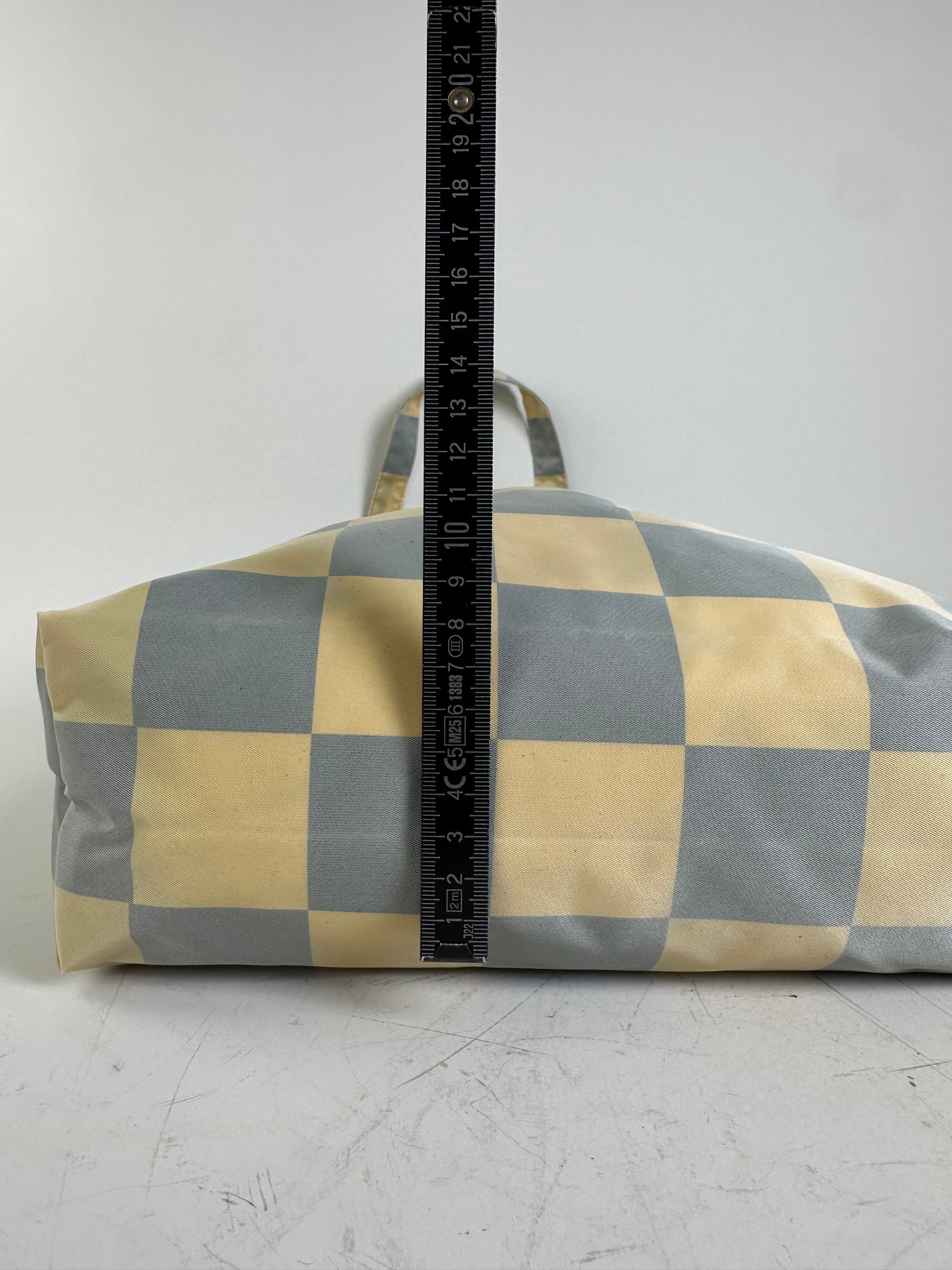 Vintage Comme des Garçons Checkerboard Nylon Tote Light Yellow Grey