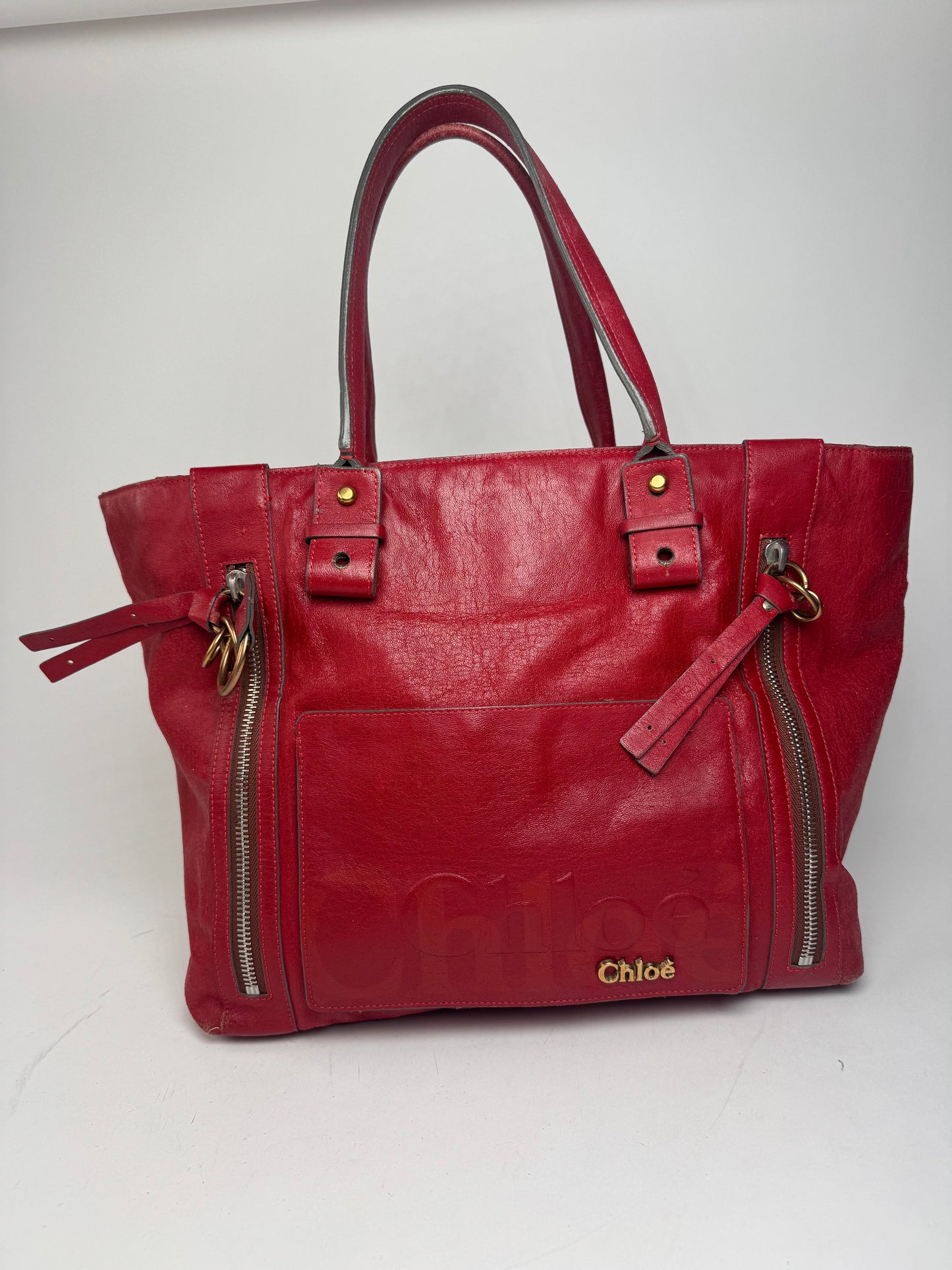 Vintage Chloe Leather Handbag Red