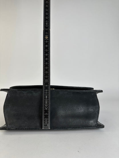 Vintage Givenchy 4G Logo Pebbled Leather Top-Handle Bag c. Late 1970s Black