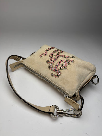 Vintage Versace suede bag beige pink