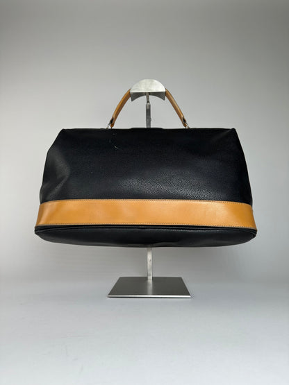 Vintage Courreges Paris Leather 2Way Handbag Black Brown