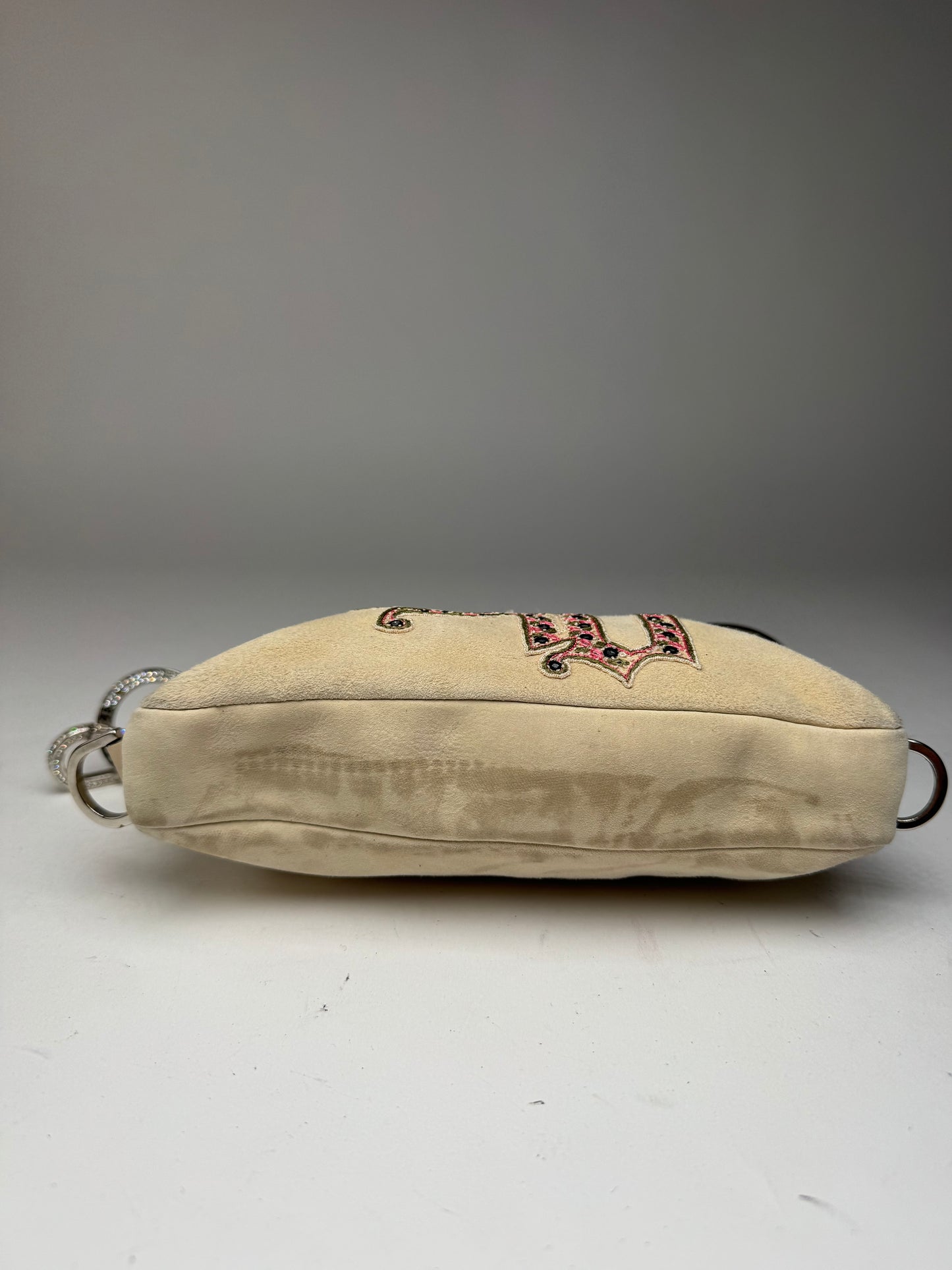 Vintage Versace suede bag beige pink