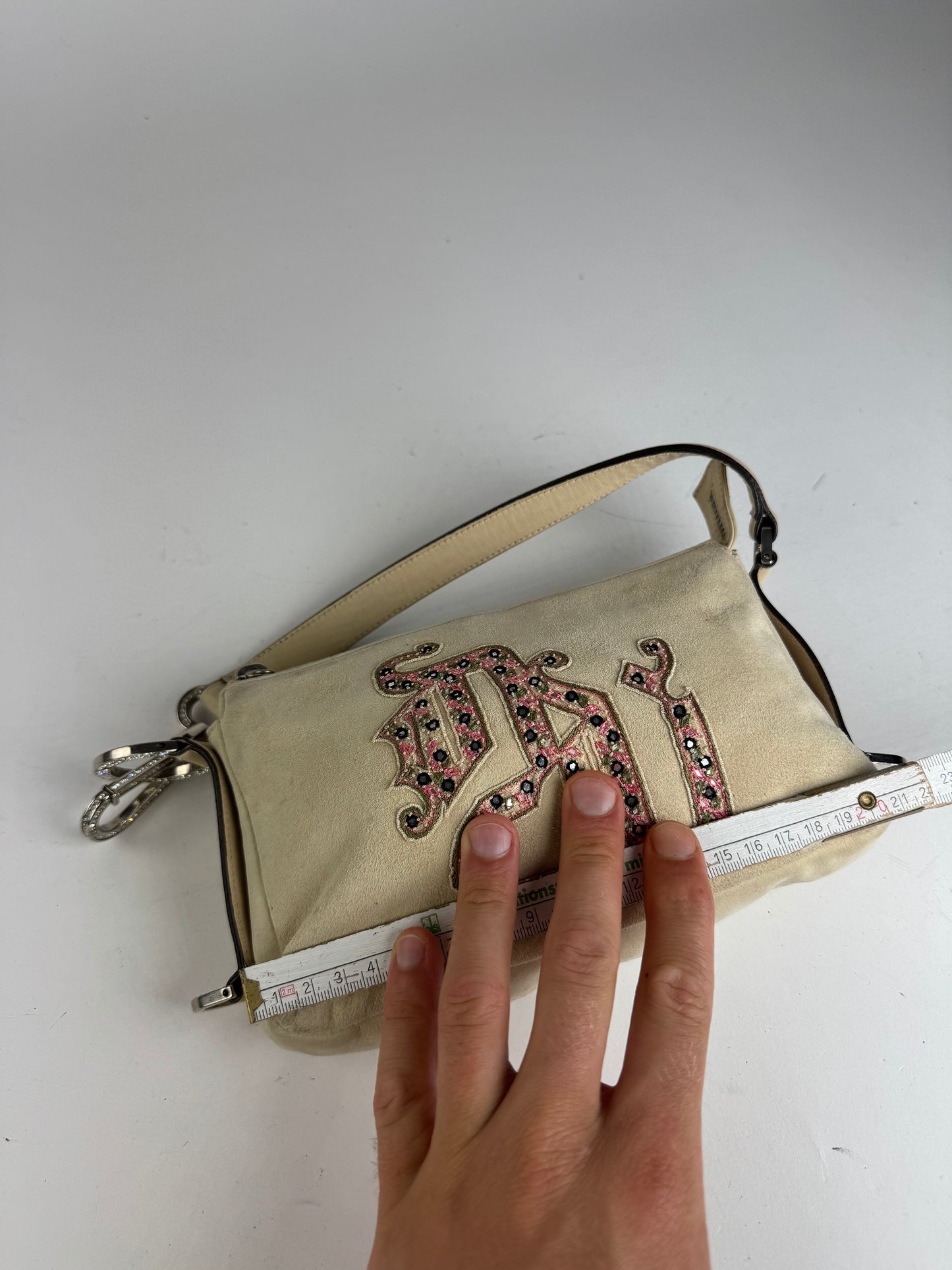 Vintage Versace suede bag beige pink