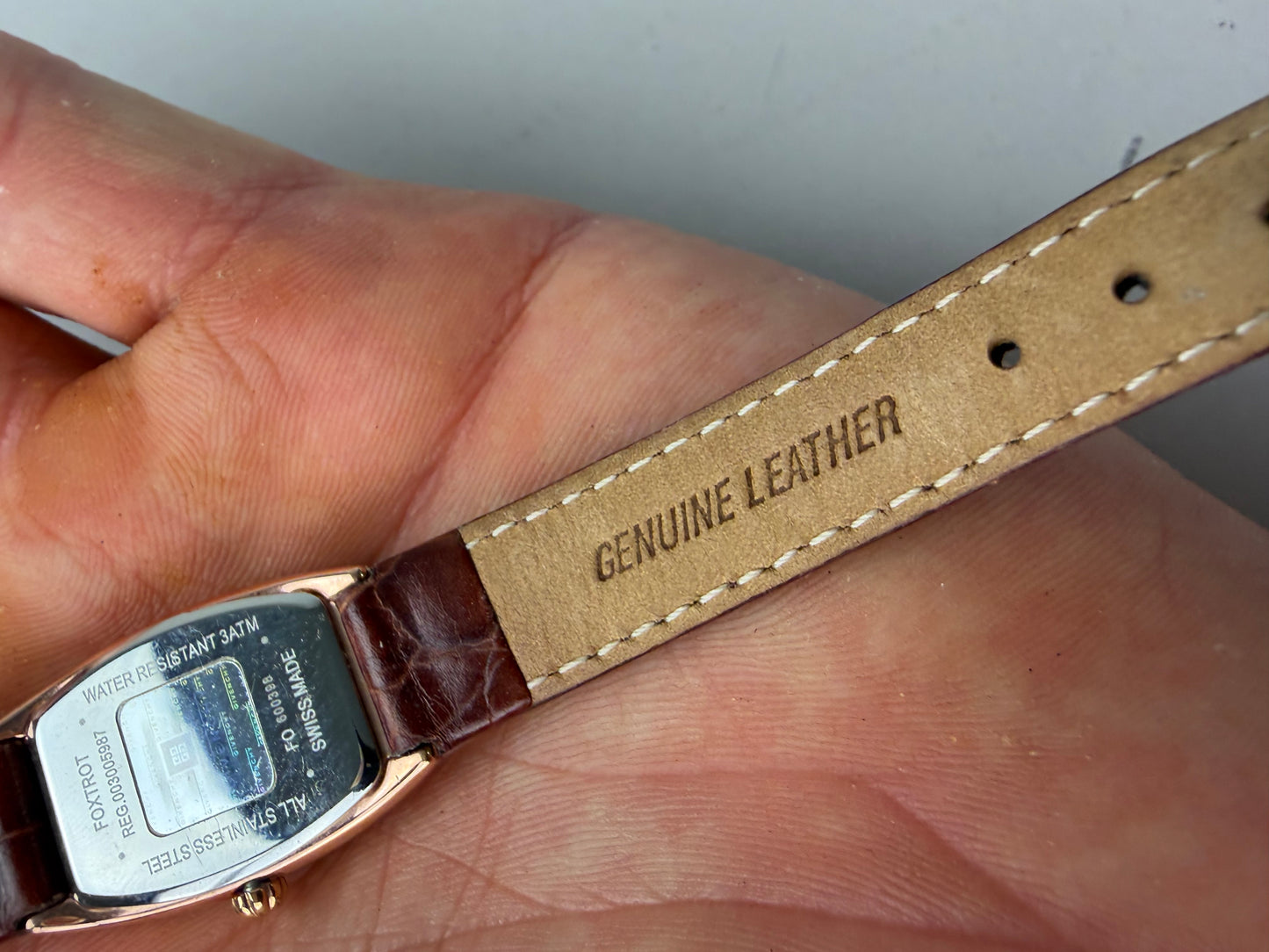 Vintage Givenchy Leather Strap Watch White Brown Gold