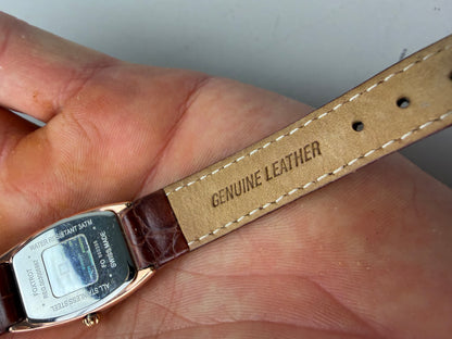 Vintage Givenchy Leather Strap Watch White Brown Gold