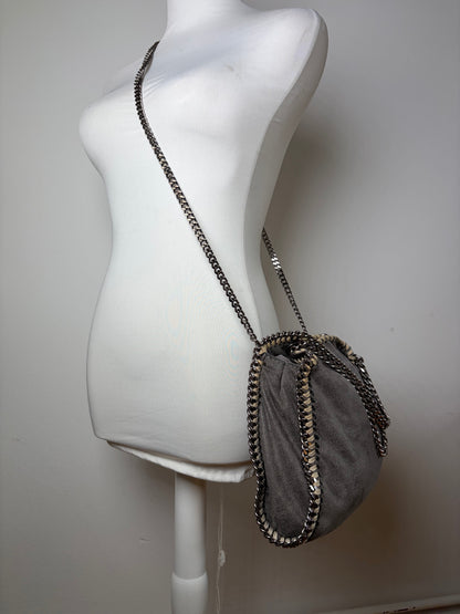 Vintage Stella Mc Cartney Chain-Trim Hobo Bag Grey Beige