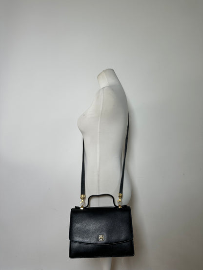 Vintage Givenchy 4G Logo Pebbled Leather Top-Handle Bag c. Late 1970s Black