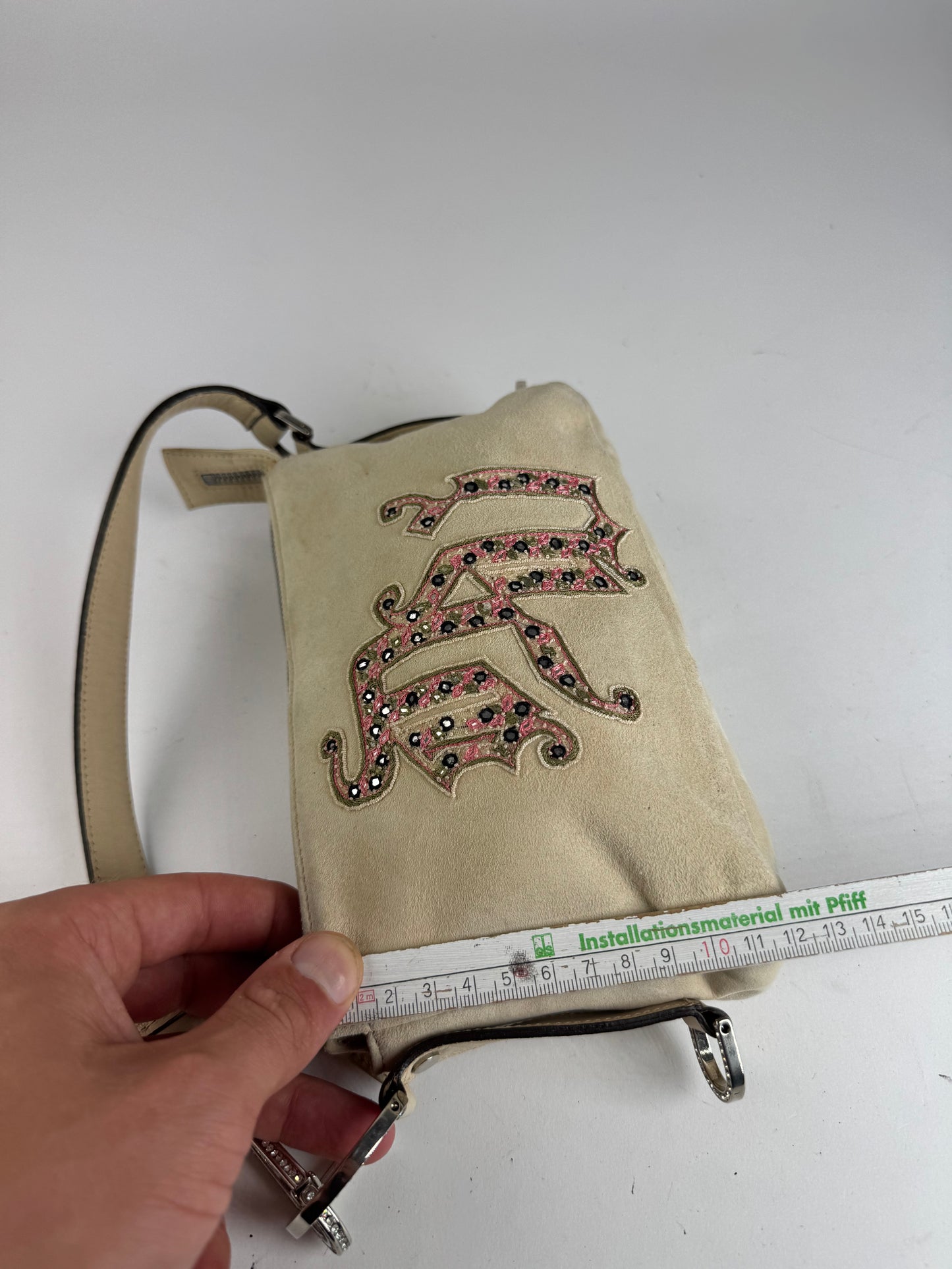 Vintage Versace suede bag beige pink