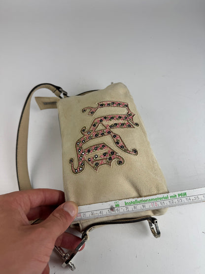 Vintage Versace suede bag beige pink