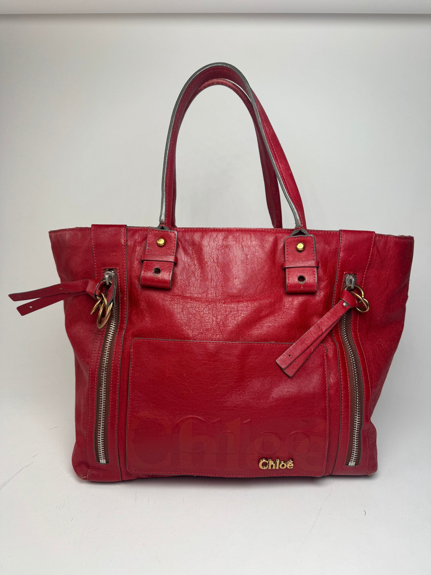 Vintage Chloe Leather Handbag Red