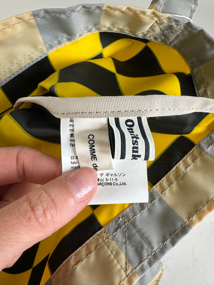 Vintage Comme des Garçons Checkerboard Nylon Tote Light Yellow Grey