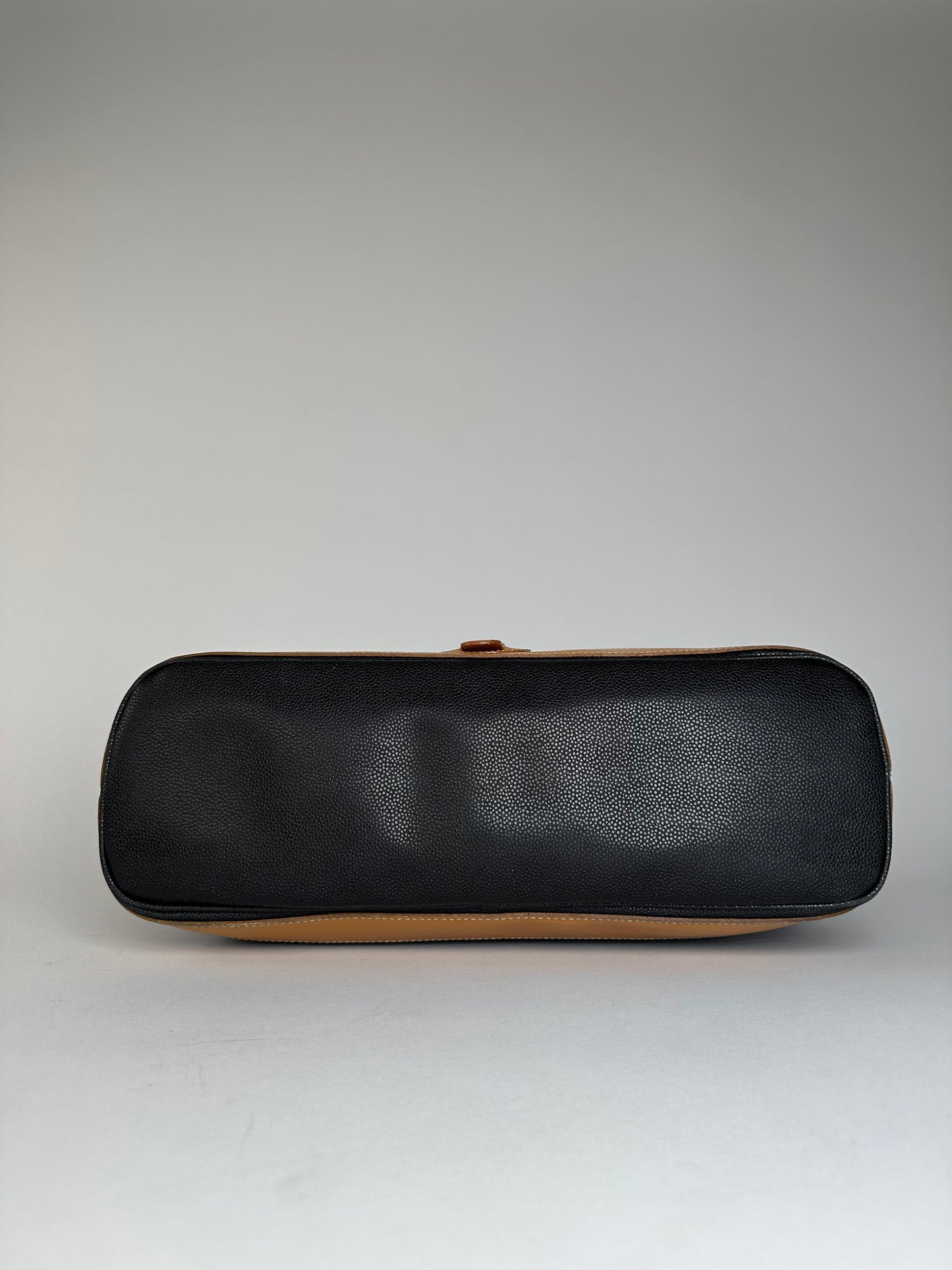 Vintage Courreges Paris Leather 2Way Handbag Black Brown