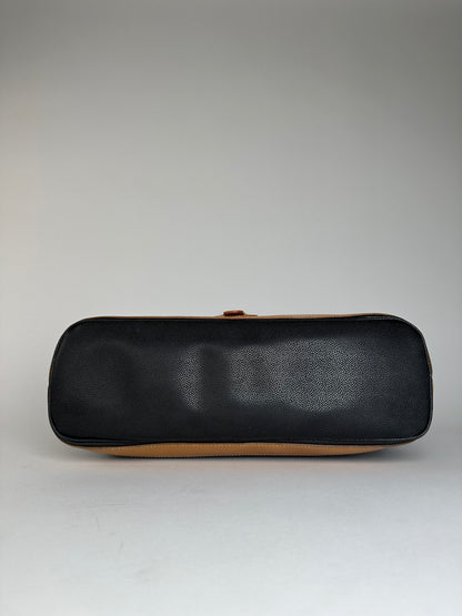 Vintage Courreges Paris Leather 2Way Handbag Black Brown